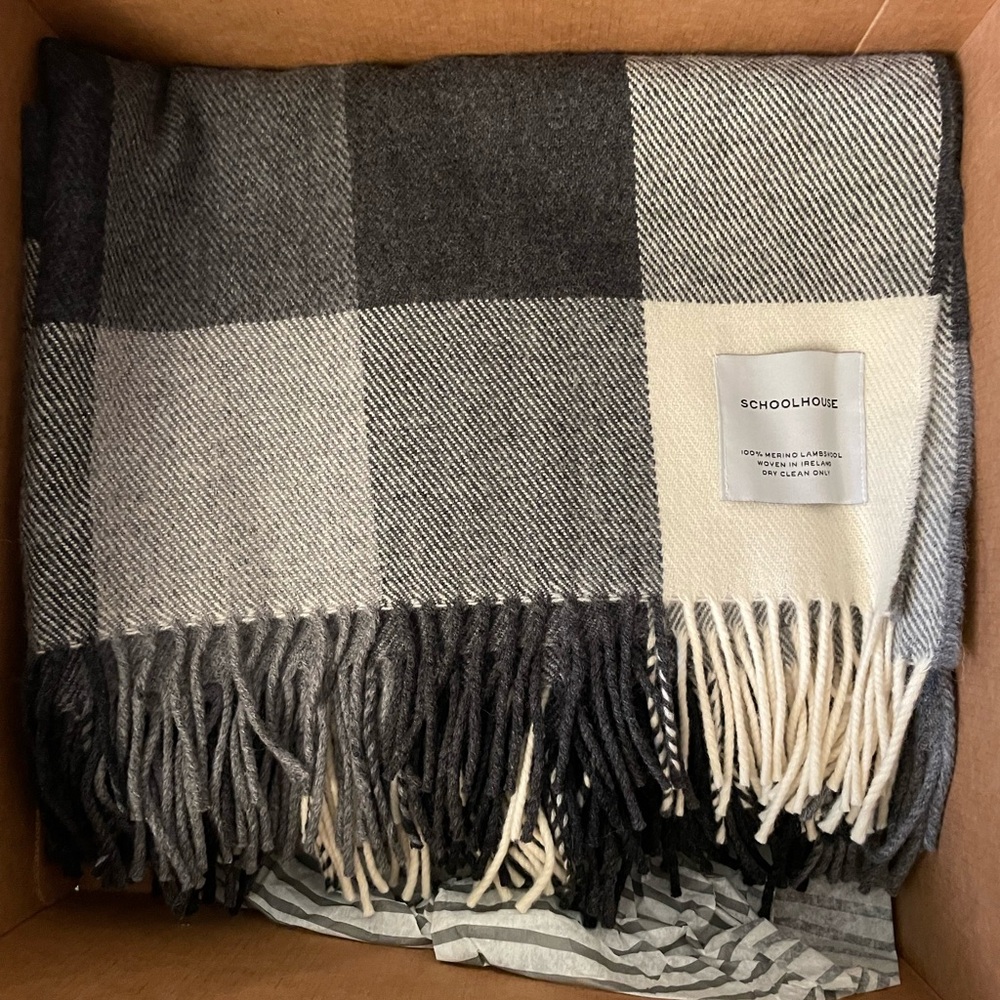 Schoolhouse 100% Merino Lambswool Plaid Throw Blanket